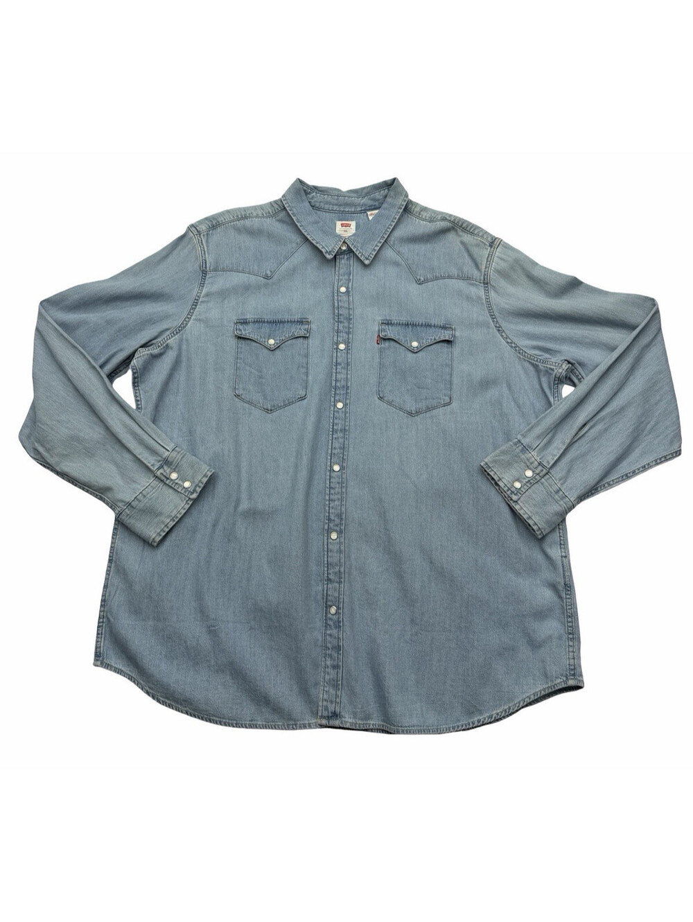 Levi's Men's Western Shirt Standard Fit Denim Light Wash Blue Size XXL